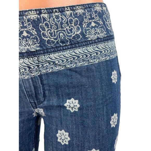 Free People Bohemian Printed Bell Bottom Flare Jeans - Picture 14 of 16